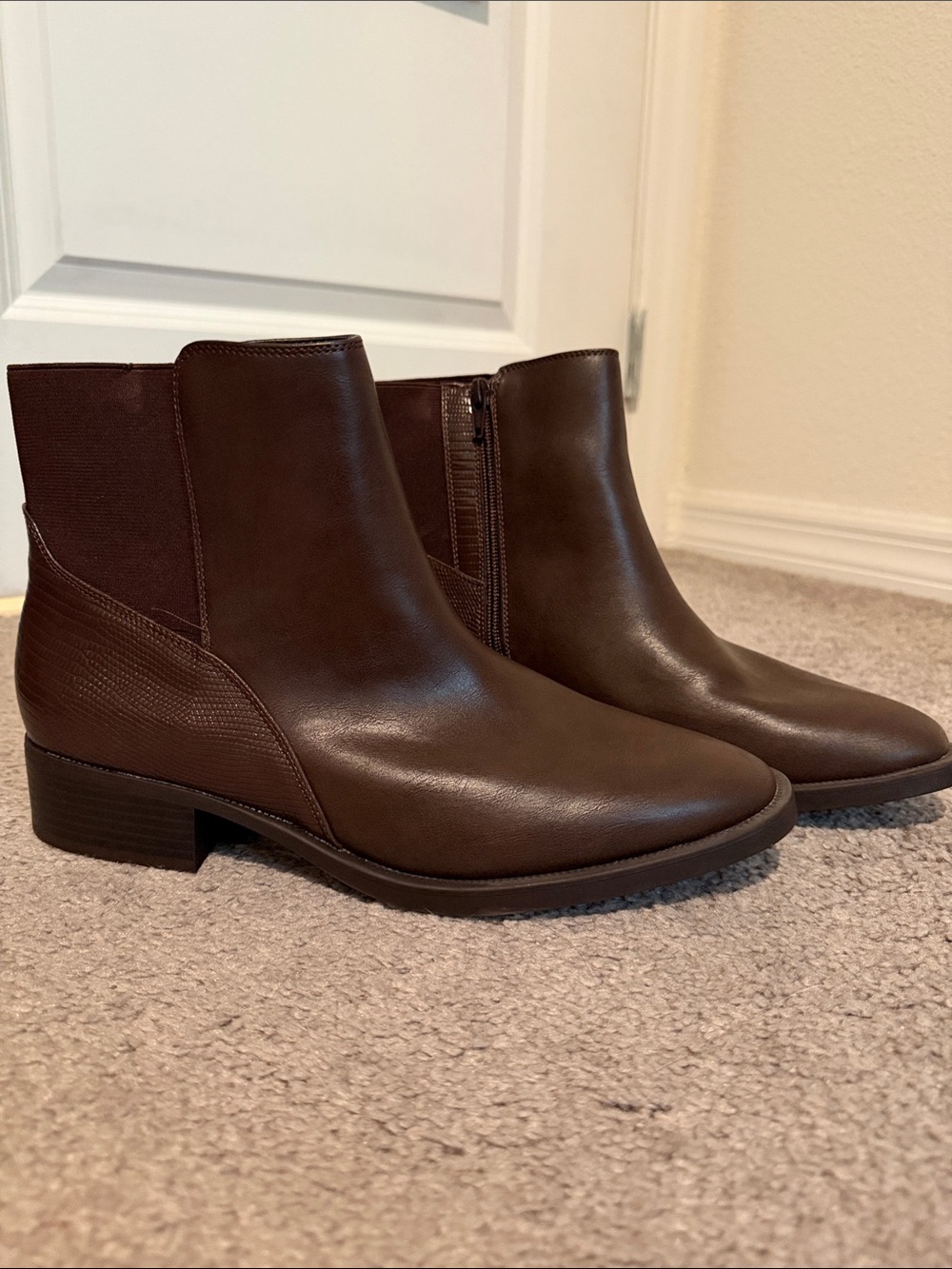 Style & Co. Brown Leather-Look Ankle Boots